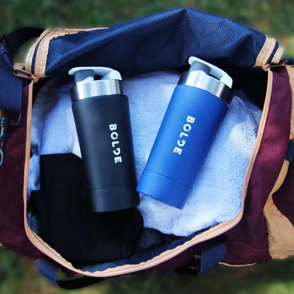 Black BOLDE Bottle with stainless steel components